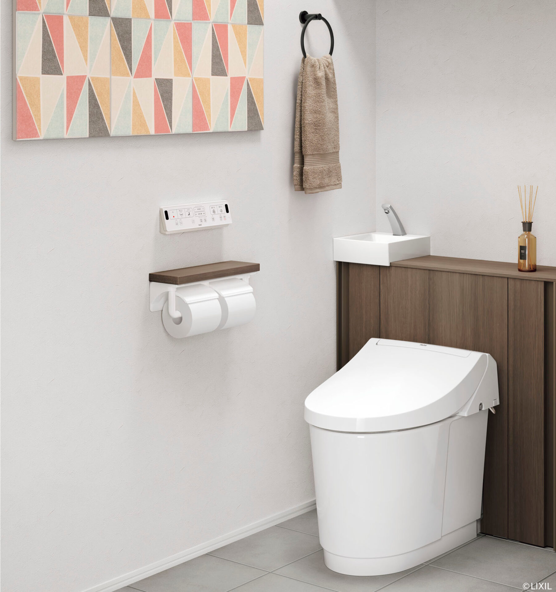 見た目すっきり、おそうじ楽ちん・キャビネット付トイレ『Jフィット